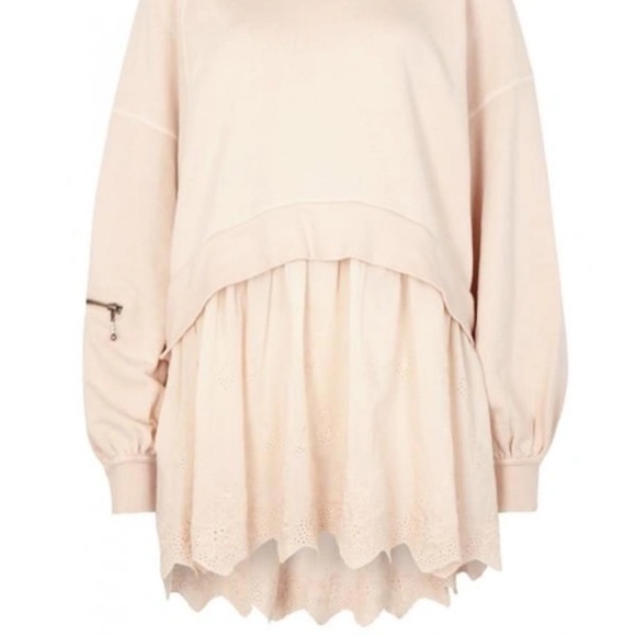 Free People Sweet Streets Muted Pink Tunic Style Hoodie Size Small - Picture 4 of 10